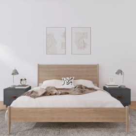 Mesitas de noche 2 uds madera maciza de pino gris 40x34x35 cm de vidaXL, Mesitas de noche - Ref: Foro24-818290, Precio: 64,40...