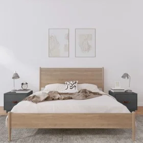Mesitas de noche 2 uds madera maciza de pino gris 40x34x35 cm de vidaXL, Mesitas de noche - Ref: Foro24-818290, Precio: 63,78...