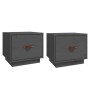 Mesitas de noche 2 uds madera maciza de pino gris 40x34x35 cm de vidaXL, Mesitas de noche - Ref: Foro24-818290, Precio: 64,40...