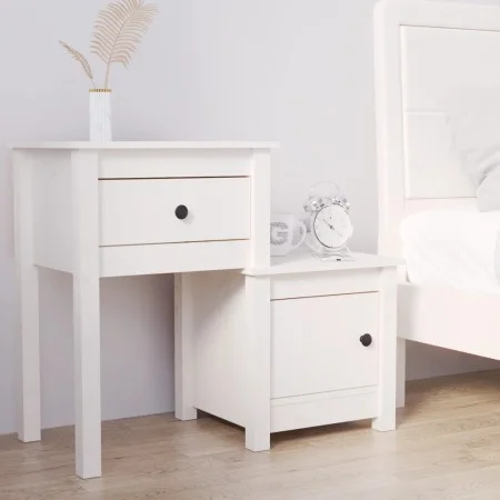 Mesita de noche madera maciza de pino blanco 79,5x38x65,5 cm de vidaXL, Mesitas de noche - Ref: Foro24-814541, Precio: 76,86 ...