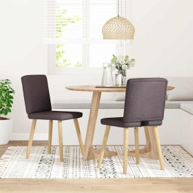 Sillas de comedor 2 unidades tela marrón oscuro en Sillas de comedor | Comprar online en Foru.es