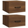 Mesitas de noche de pared 2 uds marrón roble 35x35x20 cm de vidaXL, Mesitas de noche - Ref: Foro24-817584, Precio: 59,75 €, D...