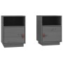 Mesitas de noche 2 uds madera maciza de pino gris 40x34x55 cm de vidaXL, Mesitas de noche - Ref: Foro24-818320, Precio: 79,73...