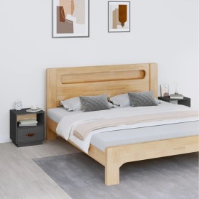 Mesitas de noche 2 uds madera maciza pino gris 40x34x45 cm de vidaXL, Mesitas de noche - Ref: Foro24-818300, Precio: 69,72 €,...