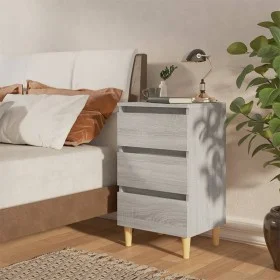 Mesita de noche con patas madera maciza gris Sonoma 40x35x69 cm de vidaXL, Mesitas de noche - Ref: Foro24-813136, Precio: 52,...