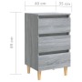 Mesita de noche con patas madera maciza gris Sonoma 40x35x69 cm de vidaXL, Mesitas de noche - Ref: Foro24-813136, Precio: 53,...