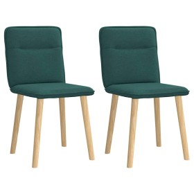 Sillas de comedor 2 unidades tela verde oscuro en Sillas de comedor | Comprar online en Foru.es