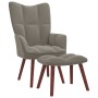 Sillón de relax con taburete de terciopelo gris claro de vidaXL, Sillones - Ref: Foro24-328062, Precio: 127,96 €, Descuento: %