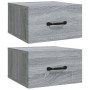 Mesitas de noche de pared 2 uds color gris Sonoma 35x35x20 cm de vidaXL, Mesitas de noche - Ref: Foro24-817582, Precio: 42,88...