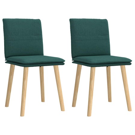 Sillas de comedor 2 unidades tela verde oscuro en Sillas de comedor | Comprar online en Foru.es