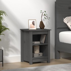 Mesita de noche madera maciza de pino gris 40x35x55 cm de vidaXL, Mesitas de noche - Ref: Foro24-820960, Precio: 55,45 €, Des...