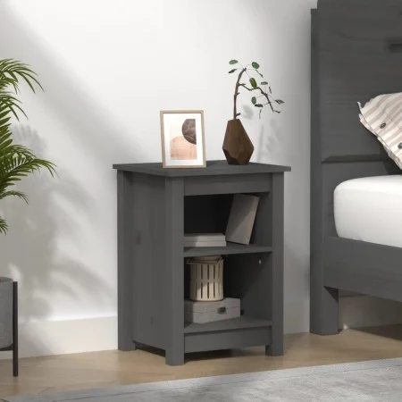 Mesita de noche madera maciza de pino gris 40x35x55 cm de vidaXL, Mesitas de noche - Ref: Foro24-820960, Precio: 54,76 €, Des...