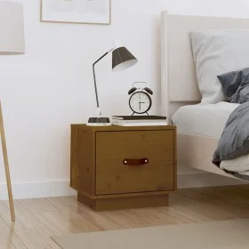 Mesita de noche madera maciza de pino marrón miel 40x34x35 cm de vidaXL, Mesitas de noche - Ref: Foro24-818291, Precio: 37,72...