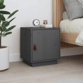 Mesita de noche madera maciza de pino gris 40x34x45 cm de vidaXL, Mesitas de noche - Ref: Foro24-818279, Precio: 36,91 €, Des...