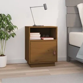 Mesita de noche madera maciza de pino marrón miel 40x34x55 cm de vidaXL, Mesitas de noche - Ref: Foro24-818321, Precio: 55,47...
