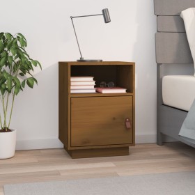 Mesita de noche madera maciza de pino marrón miel 40x34x55 cm de vidaXL, Mesitas de noche - Ref: Foro24-818321, Precio: 56,23...