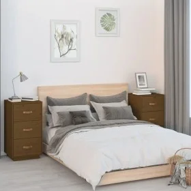 Mesitas de noche 2 uds madera de pino marrón miel 40x40x75 cm de vidaXL, Mesitas de noche - Ref: Foro24-818342, Precio: 163,8...