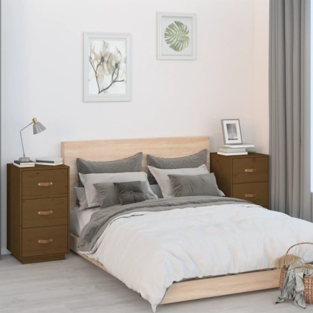 Mesitas de noche 2 uds madera de pino marrón miel 40x40x75 cm de vidaXL, Mesitas de noche - Ref: Foro24-818342, Precio: 166,0...