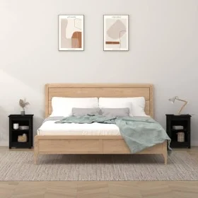 Mesitas de noche 2 uds madera maciza de pino negro 40x35x55 cm de vidaXL, Mesitas de noche - Ref: Foro24-820965, Precio: 68,3...