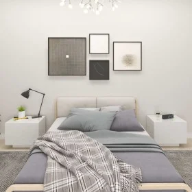 Glänzend weißer Nachttisch aus Holzwerkstoff, 100 x 35 x 40 cm von vidaXL, Nachttische - Ref: Foro24-3082771, Preis: 100,65 €...