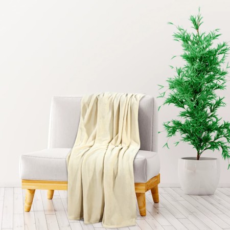 Manta de poliéster color crema 150x200 cm de vidaXL, Mantas - Ref: Foro24-136270, Precio: 24,12 €, Descuento: %