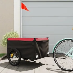 Remolque para bicicleta hierro negro y rojo 45 kg de vidaXL, Remolques para bicicletas - Ref: Foro24-94090, Precio: 95,08 €, ...