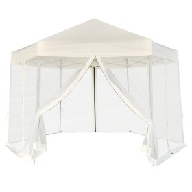 Carpa desplegable hexagonal 6 paredes blanco crema 3,6x3,1m de vidaXL, Carpas y cenadores - Ref: Foro24-42109, Precio: 218,95...