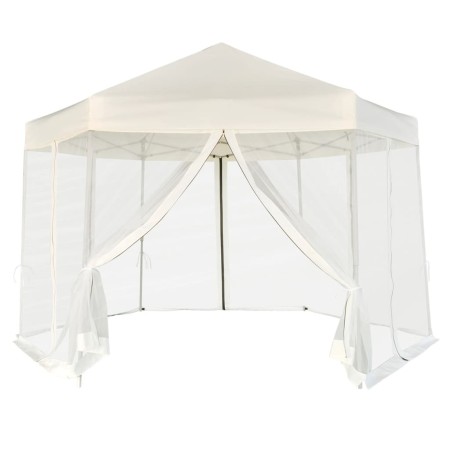 Carpa desplegable hexagonal 6 paredes blanco crema 3,6x3,1m de vidaXL, Carpas y cenadores - Ref: Foro24-42109, Precio: 218,95...