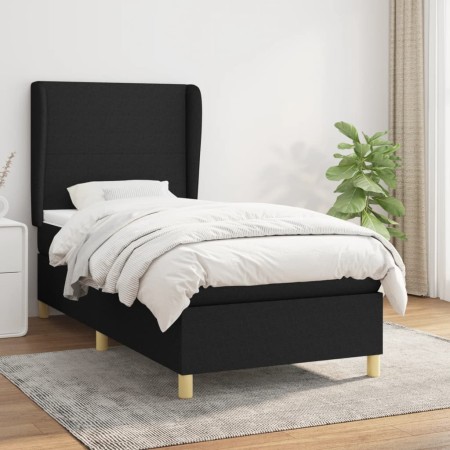 Cama box spring con colchón tela negro 100x200 cm de vidaXL, Camas y somieres - Ref: Foro24-3128343, Precio: 345,26 €, Descue...