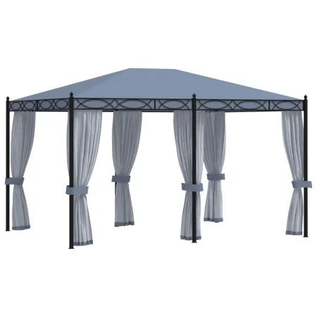 Cenador con pantallas de malla acero gris antracita 3x4 m de vidaXL, Carpas y cenadores - Ref: Foro24-48057, Precio: 496,43 €...