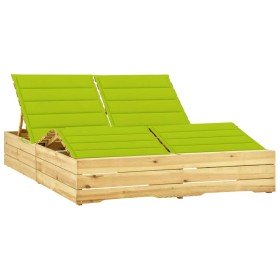 Tumbona doble y cojines verde brillante madera pino impregnada en Tumbonas | Comprar online en Foru.es