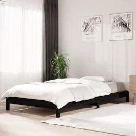 Cama apilable de madera pino maciza negro 100x200 cm de vidaXL, Camas y somieres - Ref: Foro24-820391, Precio: 127,20 €, Desc...