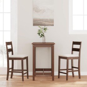 Taburetes de bar con cojines 2 uds madera maciza marrón caucho en Taburetes de cocina | Comprar online en Foru.es