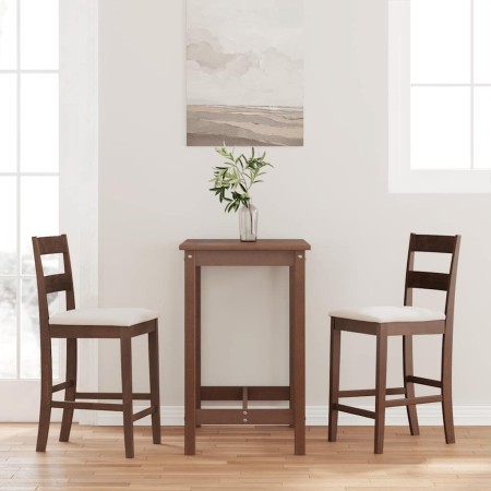 Taburetes de bar con cojines 2 uds madera maciza marrón caucho en Taburetes de cocina | Comprar online en Foru.es