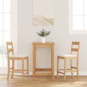 Taburetes de bar con cojines 2 uds madera maciza natural caucho en Taburetes de cocina | Comprar online en Foru.es