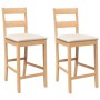 Taburetes de bar con cojines 2 uds madera maciza natural caucho en Taburetes de cocina | Comprar online en Foru.es