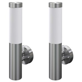 2 Apliques de exterior, lámparas de pared, acero inoxidable de vidaXL, Apliques de pared - Ref: Foro24-160163, Precio: 44,18 ...