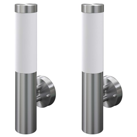 2 Apliques de exterior, lámparas de pared, acero inoxidable de vidaXL, Apliques de pared - Ref: Foro24-160163, Precio: 44,18 ...