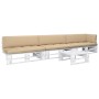 Muebles de palés 4 pzas y cojines madera pino impregnada blanco en Conjuntos de jardín | Comprar online en Foru.es
