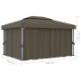 Cenador con cortina y tira de luces LED aluminio taupé 4x3 m de vidaXL, Carpas y cenadores - Ref: Foro24-3070357, Precio: 535...