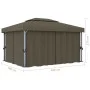 Cenador con cortina y tira de luces LED aluminio taupé 4x3 m de vidaXL, Carpas y cenadores - Ref: Foro24-3070357, Precio: 546...