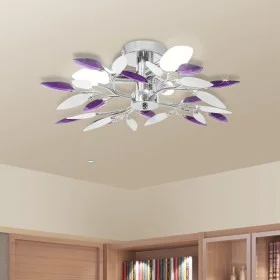 Lámpara de techo con brazos de cristal hojas blanco y morado de vidaXL, Apliques de techo - Ref: Foro24-240981, Precio: 38,22...