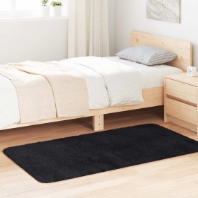 Alfombra peluda de pelo largo NAVARRA negra 80x150 cm poliéster en Alfombras | Comprar online en Foru.es