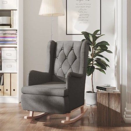 Sillón con patas mecedoras madera de caucho tela gris oscuro de vidaXL, Sillones - Ref: Foro24-329406, Precio: 221,44 €, Desc...