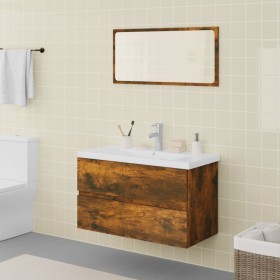 Set de muebles de baño madera contrachapada color roble ahumado de vidaXL, Muebles de baño - Ref: Foro24-3120348, Precio: 202...