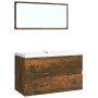 Set de muebles de baño madera contrachapada color roble ahumado de vidaXL, Muebles de baño - Ref: Foro24-3120348, Precio: 202...