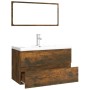 Set de muebles de baño madera contrachapada color roble ahumado de vidaXL, Muebles de baño - Ref: Foro24-3120348, Precio: 202...
