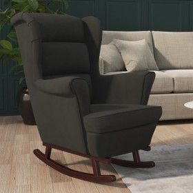 Silla mecedora con patas de madera de caucho terciopelo negro de vidaXL, Mecedoras - Ref: Foro24-329369, Precio: 236,89 €, De...