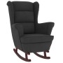 Silla mecedora con patas de madera de caucho terciopelo negro de vidaXL, Mecedoras - Ref: Foro24-329369, Precio: 236,89 €, De...