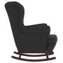 Silla mecedora con patas de madera de caucho terciopelo negro de vidaXL, Mecedoras - Ref: Foro24-329369, Precio: 236,89 €, De...